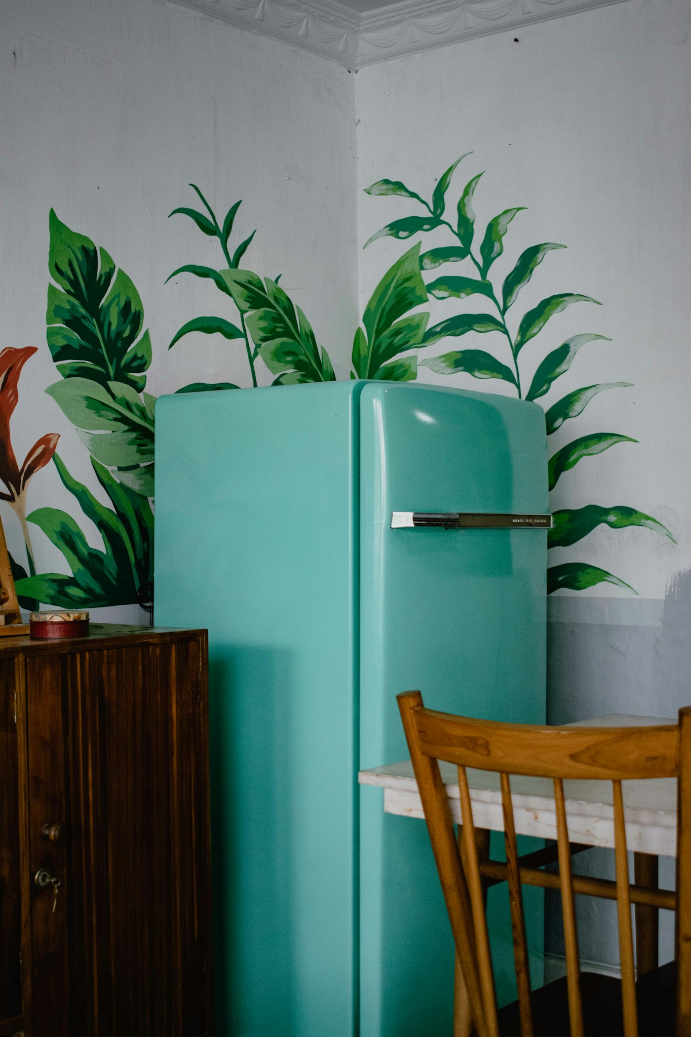 A standout-colour LG refrigerator in a bright kitchen corner — professional appliance repair