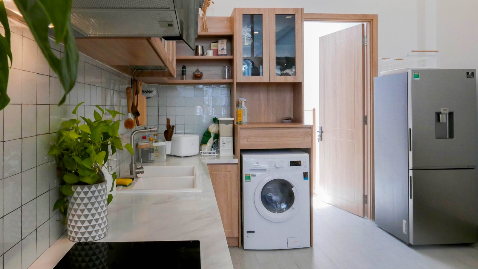 LG washer installed in a modern kitchen-laundry — professional appliance repair